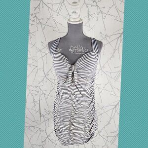 Seafolly Blue Striped Ruched Front Tankini